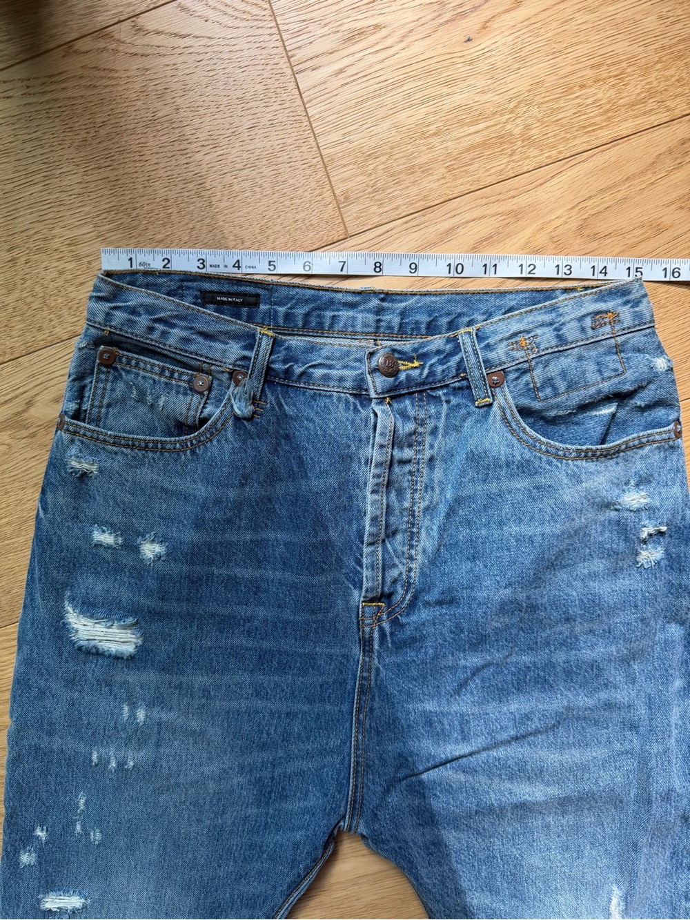 R13 Tailored Drop Denim Jean in Bain wash - 27 - Picture 15 of 17